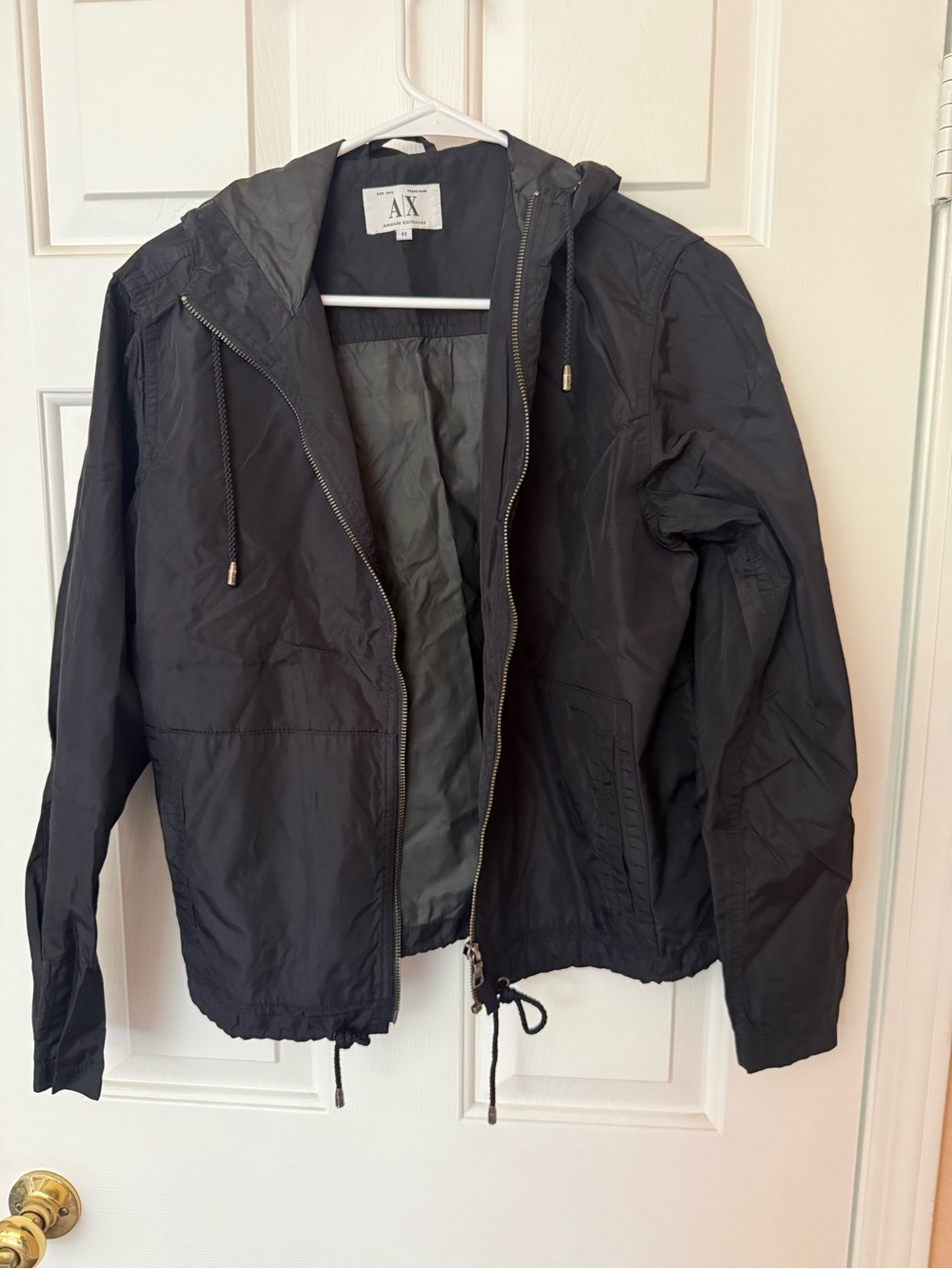 Armani Exchange Black Hooded Windbreaker Jacket